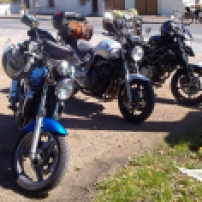 Jo's and his friends' motorbikes - short stop on their way to Corsica